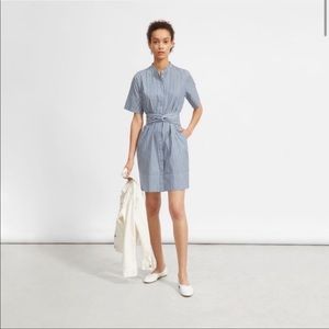 Everlane Striped Collarless Shirt Dress